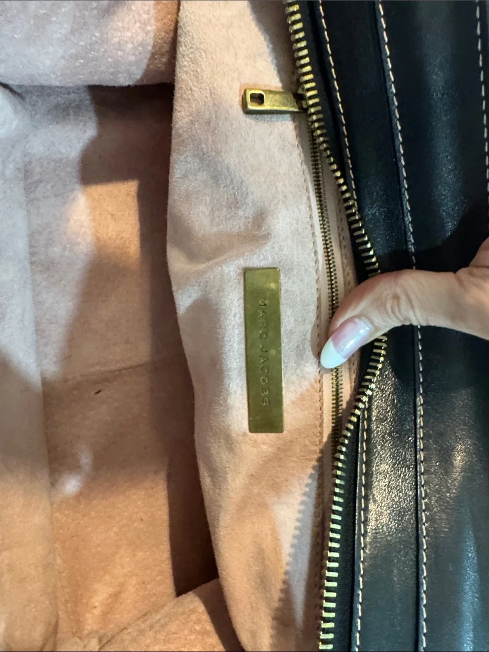 Marc Jacobs Black Leather Top-Handle Tote with Gold Hardware